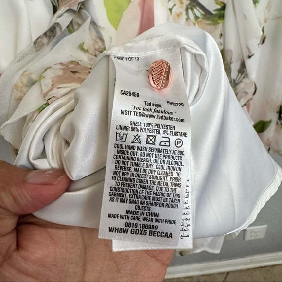 Ted Baker Beccaa Harmony Ruffle Bow Neck Dress with a floral print Size 2 - Picture 6 of 6